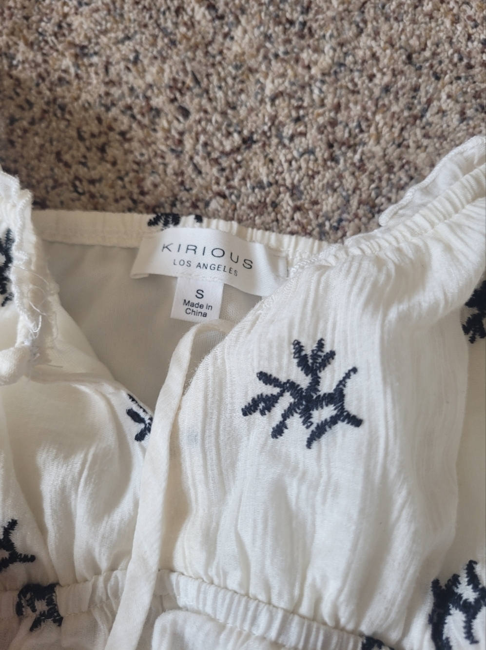 Kirious Los Angeles Womens Sheer Embroidered Tie-Front Cami Tank Top - White S - Picture 3 of 5